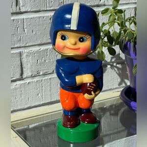 Vintage Football Player Bobblehead Bank – 1960s Hand Painted Nodder. G13
